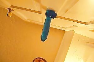 Lewd hottie with nice bum was willing to use her biggest blue sextoy