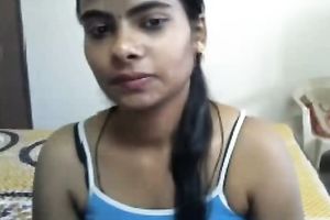 Kinky dilettante slender Hindu babe stripteases and flashes milk cans on cam