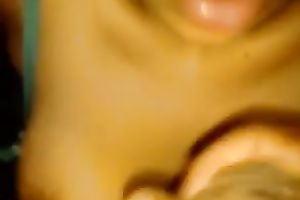 Chocolate nice tit babe drank everything by her sexy tiny throat