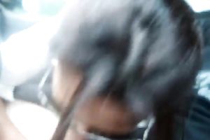 Dark haired hooker in sunglasses sucked my buddy's ramrod properly