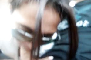 Dark haired hooker in sunglasses sucked my buddy's ramrod properly