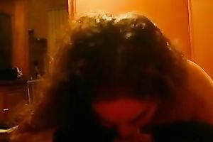 Curly glad dark brown girlfriend of mine gives me priceless oral stimulation