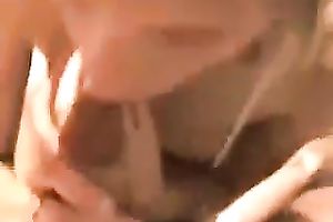 Adorable golden-haired gal engulfing large 10-Pounder deepthroat in POV