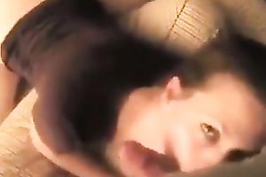 Brunette chick engulfing large jock balls unfathomable in arousing POV movie