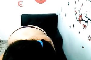 Busty and excited babe shows off topless on cam