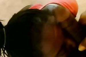 Dirty neighborhood bitch sucks on my yummy dark shlong