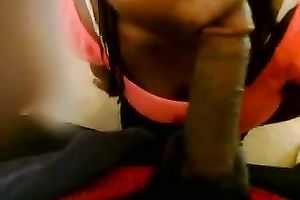 Dirty neighborhood bitch sucks on my yummy dark shlong