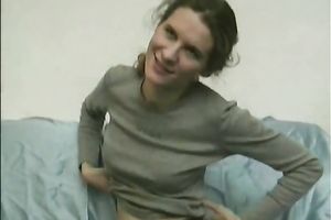 Skinny shaggy light-haired honey undresses bungle on web camera