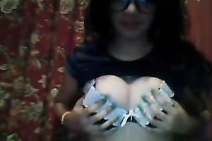 Kneading my large marangos and fingering my palpitating pussy