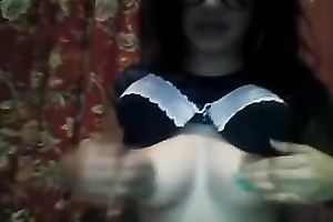 Kneading my large marangos and fingering my palpitating pussy