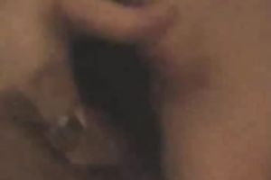 A large dildo for my constricted hairy slit masturbation