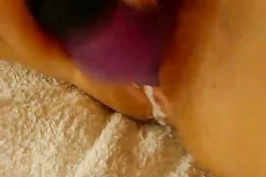 Hussy non-professional wife involves marital-device toy in a process of self gratification