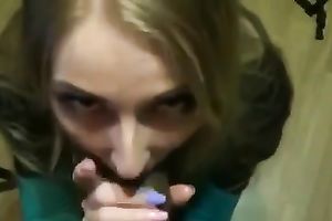 Light haired nerdy svelte hottie of my buddy wanted to show off oral-service skills