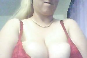 Greasy blond granny masturbating with large sex toy