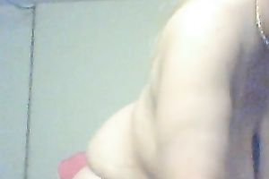 Greasy blond granny masturbating with large sex toy