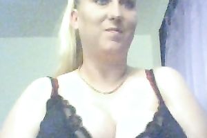 Greasy blond granny masturbating with large sex toy