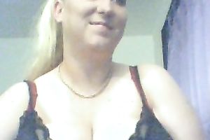 Greasy blond granny masturbating with large sex toy