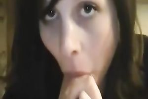 Hot tiny dark brown college girl gobbles my large knob
