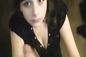 Hot tiny dark brown college girl gobbles my large knob