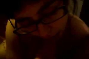 Ugly foureyed hottie engulfing my dick like palatable sugar-plum