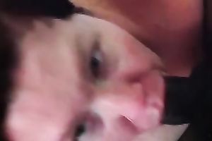 Chubby kinky disgusting white slut works on my dark buddy's penis