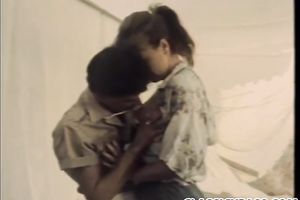 Young paramours have vehement sex outdoor while camping