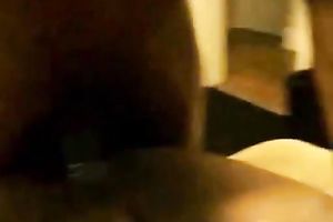 Black guy with enormous dark cock pumps his swarthy girlfriend