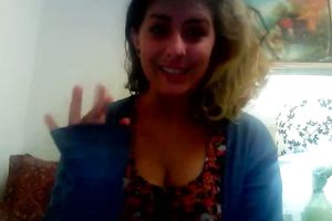 Blonde non-professional average golden-haired chick masturbates on web camera