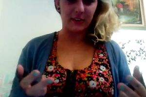 Blonde non-professional average golden-haired chick masturbates on web camera