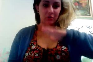 Blonde non-professional average golden-haired chick masturbates on web camera