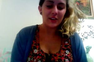 Blonde non-professional average golden-haired chick masturbates on web camera