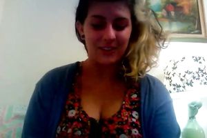 Blonde non-professional average golden-haired chick masturbates on web camera