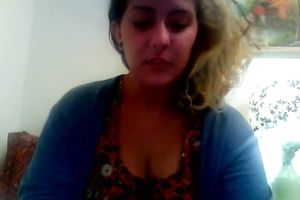 Blonde non-professional average golden-haired chick masturbates on web camera