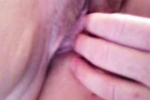 Fondling my chubby girlfriend's bushy muff with my soaked fingers