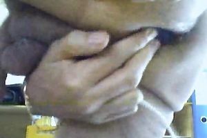 Huge yellow sex-toy completely disappears in my old hirsute butthole