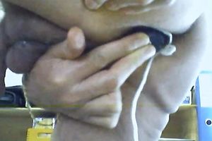 Huge yellow sex-toy completely disappears in my old hirsute butthole