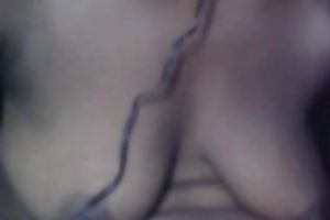 Amateur whorable horny white wife plays with her saggy giant boobies