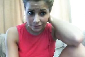 My cute blond coed hottie Sarah flashes her wonderful love bubbles on web camera