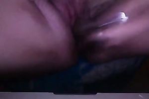 Husband sleeps during the time that I play with rabbit marital-device during black hawt night