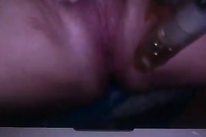 Husband sleeps during the time that I play with rabbit marital-device during black hawt night