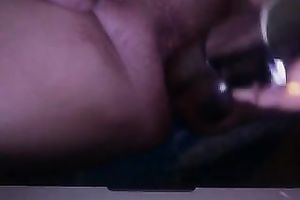 Husband sleeps during the time that I play with rabbit marital-device during black hawt night