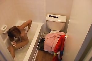 Nice hidden camera movie scene with my tattooed GF taking a shower