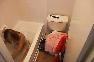 Nice hidden camera movie scene with my tattooed GF taking a shower