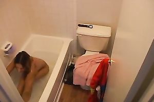 Nice hidden camera movie scene with my tattooed GF taking a shower