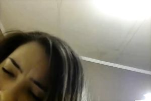 Straight haired cute dark brown showed my buddy her jerking off ability