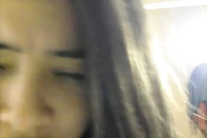 Straight haired cute dark brown showed my buddy her jerking off ability