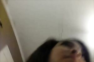 Straight haired cute dark brown showed my buddy her jerking off ability