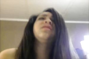 Straight haired cute dark brown showed my buddy her jerking off ability