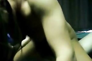 Lubricious brunette hair wife riding my hard pecker in a cowgirl position