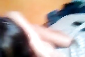 Stunning brunette hair gal riding hard wang in a cowgirl position